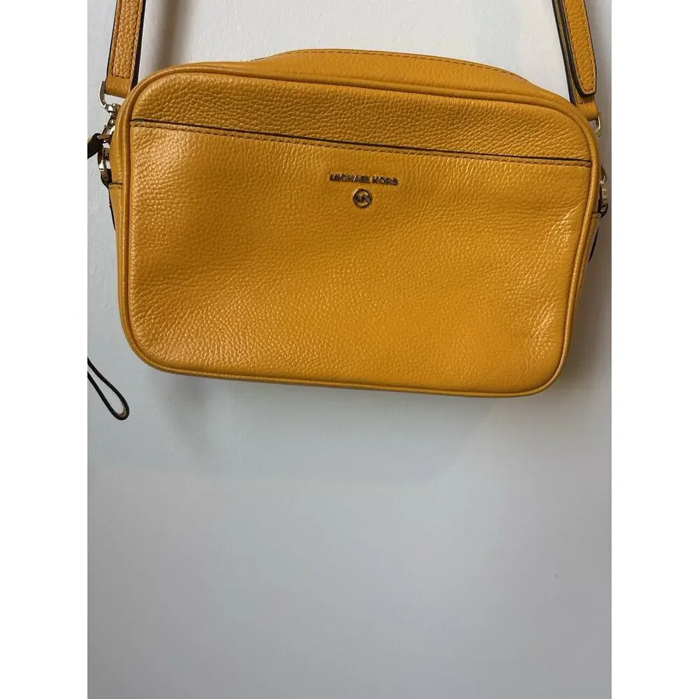 Michael Kors Jet Set Charm East West Camera Crossbody Yellow Leather Purse